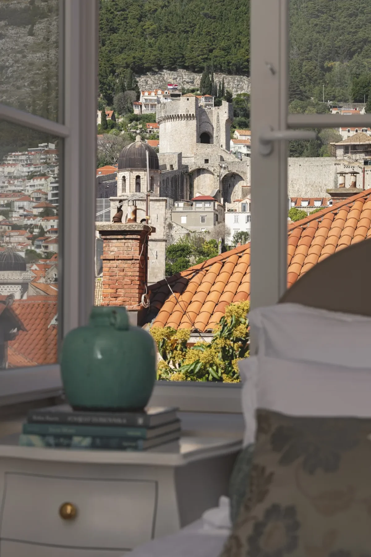 View of Minčeta Tower and Old Town rooftops from the window of the Premium Double Room